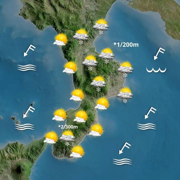 Fiocchi di neve anche sul versante jonico cosentino e crotonese: le previsioni per il 7 febbraio