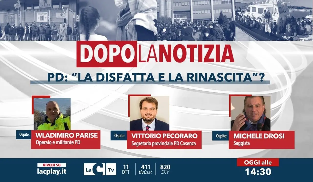 Pd, la disfatta e la rinascita? Torna oggi l’appuntamento alle 14.30 con Dopo la notizia