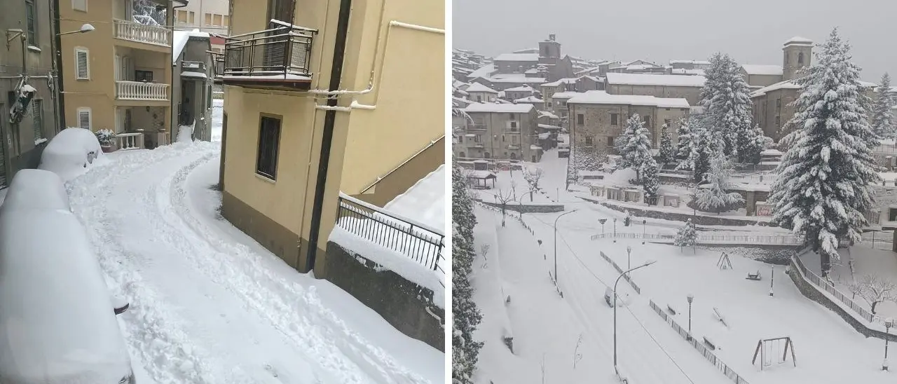 San Giovanni in Fiore sommersa dalla neve, in Calabria ancora fiocchi e forti raffiche di vento: le previsioni
