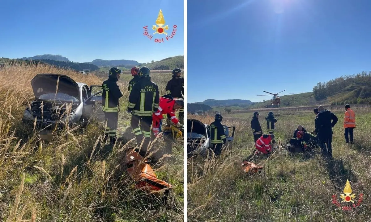 Incidente nel Crotonese, auto perde il controllo e finisce fuori strada lungo la sp 30