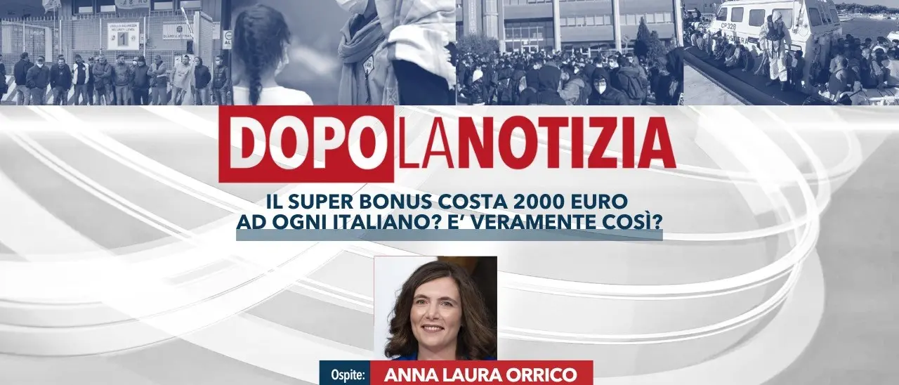 Il Superbonus «costa 2mila euro a ogni italiano»? Ne parleremo a Dopo la Notizia con la deputata Orrico