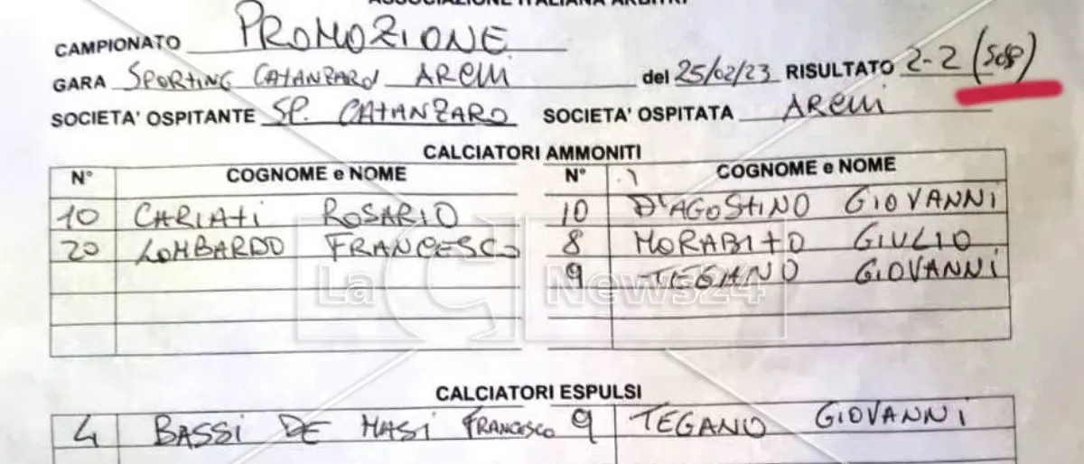Promozione Calabria: il mistero della gara sospesa e quel referto cambiato dall’arbitro