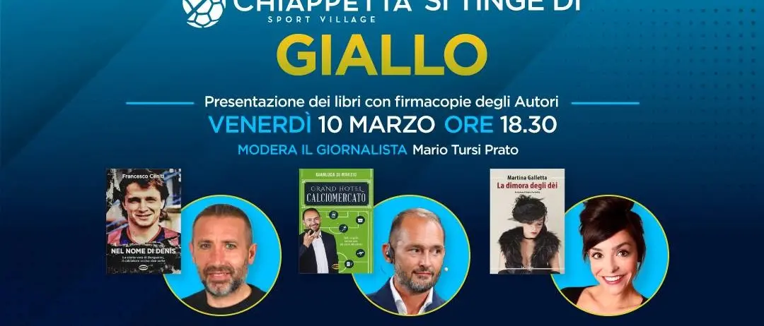 Il Chiappetta sport village si tinge di giallo: i giornalisti Ceniti e di Marzio e l’attrice Galletta presentano i loro libri
