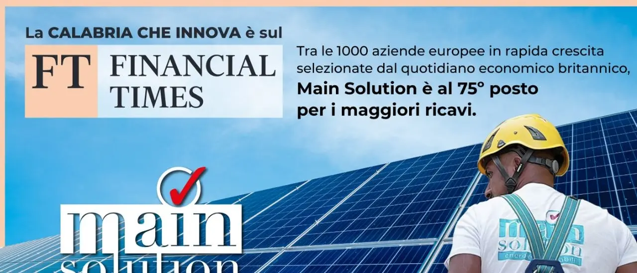 Calabria innovativa sul Financial Times: l’azienda Main Solution tra le migliori d’Europa per crescita nel 2023