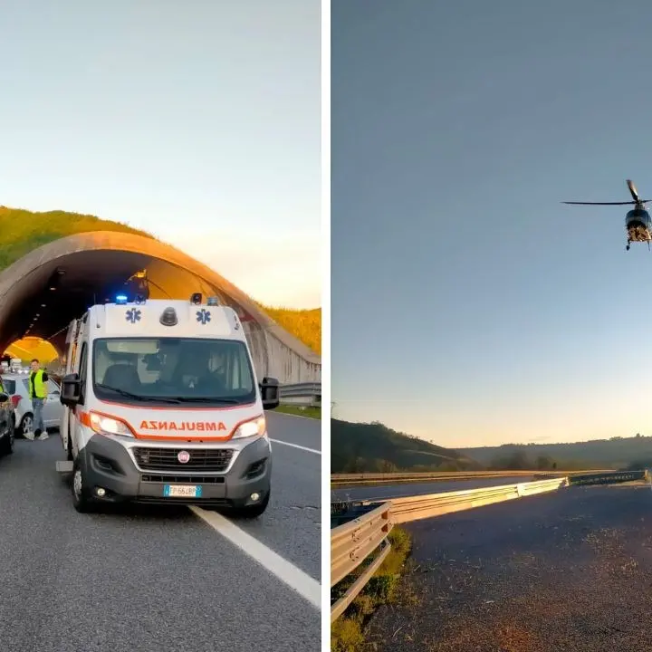 Incidente sull’A2 nel Vibonese, scontro tra una moto e un’auto: centauro trasferito a Catanzaro in elisoccorso