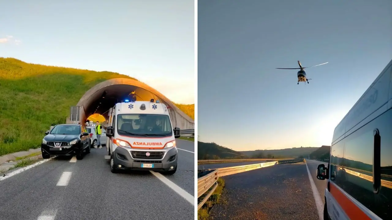 Incidente sull’A2 nel Vibonese, scontro tra una moto e un’auto: centauro trasferito a Catanzaro in elisoccorso