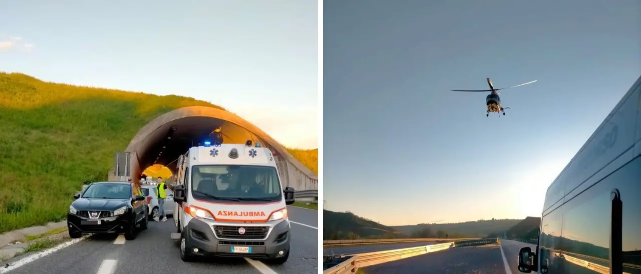 Incidente sull’A2 nel Vibonese, scontro tra una moto e un’auto: centauro trasferito a Catanzaro in elisoccorso