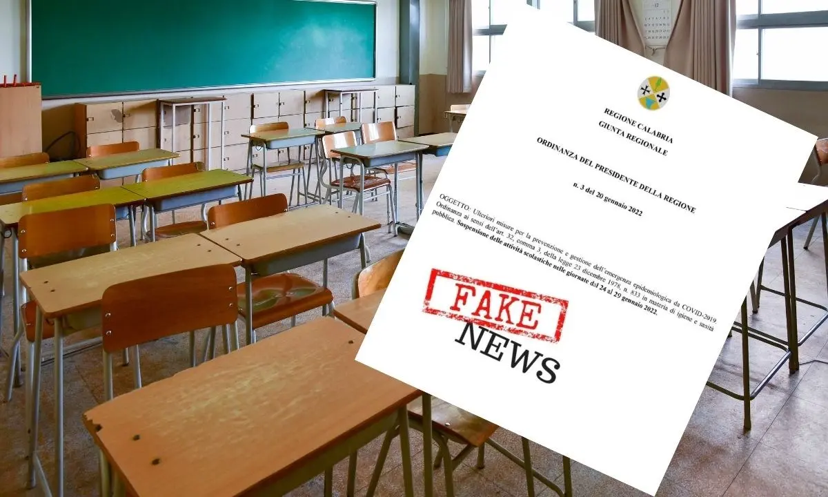 «Scuole chiuse in Calabria», ma è una fake news. Arriva la smentita della Regione