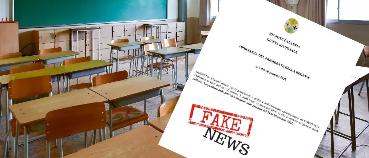 «Scuole chiuse in Calabria», ma è una fake news. Arriva la smentita della Regione