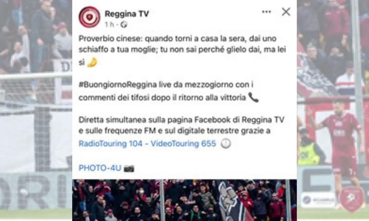 «Quando torni a casa dai uno schiaffo a tua moglie… »: il post sessista apparso sui social di RegginaTv