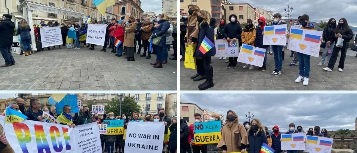 I colori dell’Ucraina e quelli della pace sventolano a Pizzo: «Qui per dire basta guerra»