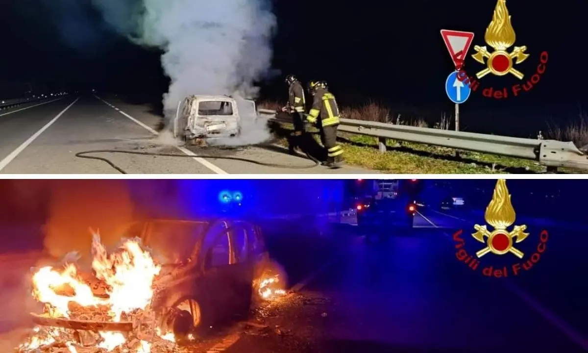 Auto in fiamme lungo la 107 nel Crotonese, intervengono i vigili del fuoco