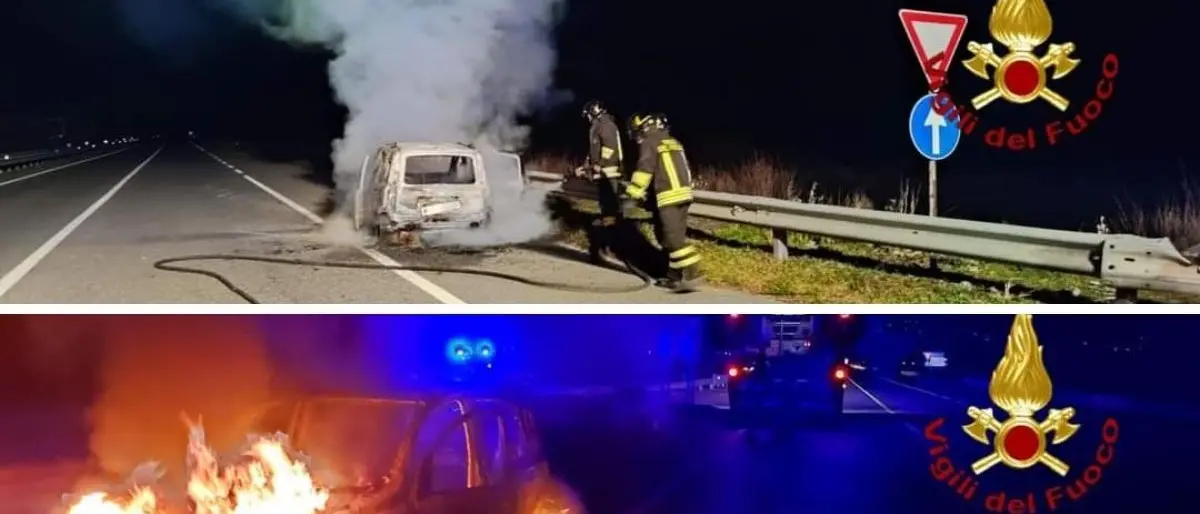 Auto in fiamme lungo la 107 nel Crotonese, intervengono i vigili del fuoco
