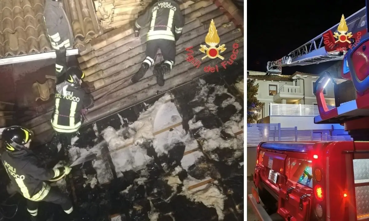 Incendio a Catanzaro, in fiamme il tetto di una casa durante la notte