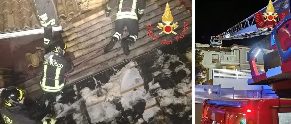 Incendio a Catanzaro, in fiamme il tetto di una casa durante la notte