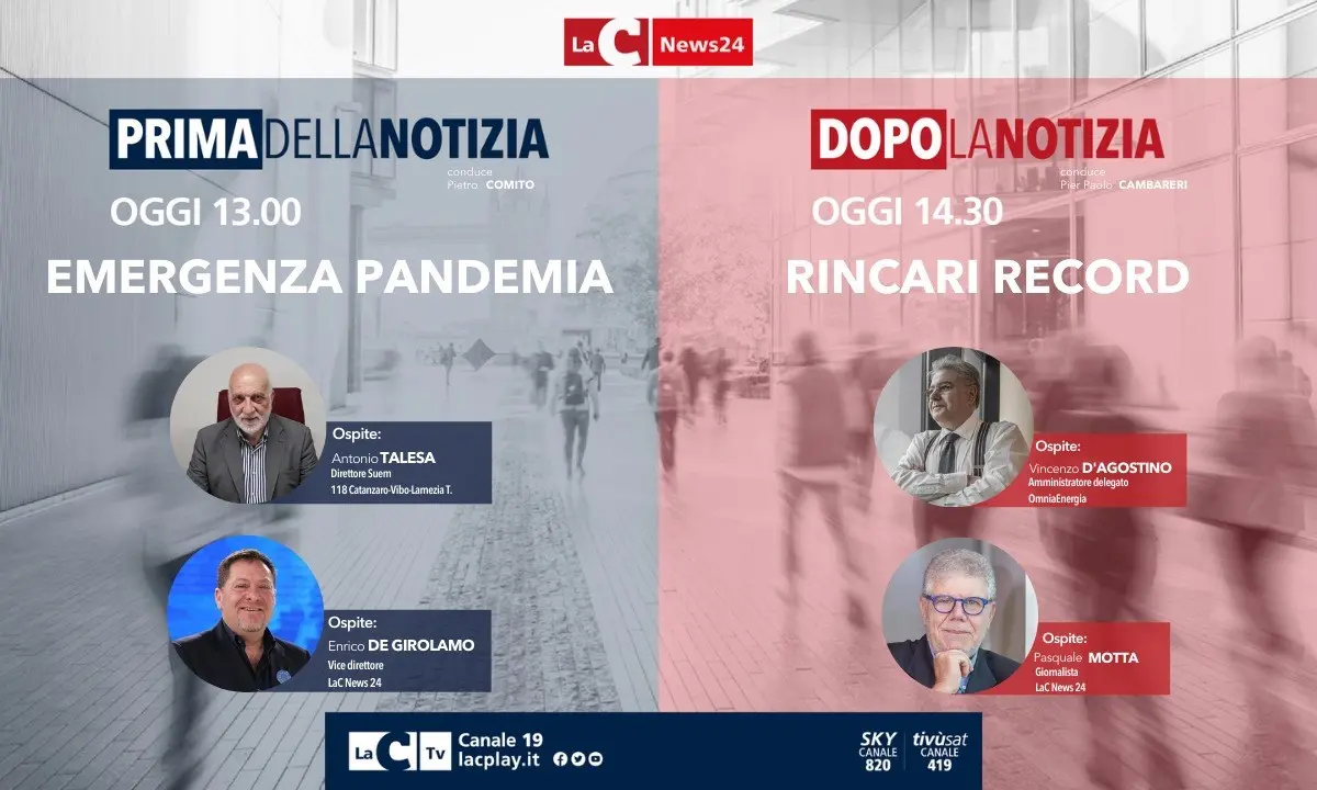 Emergenza Covid e rincari, l’informazione live di LaC News24 torna alle 13