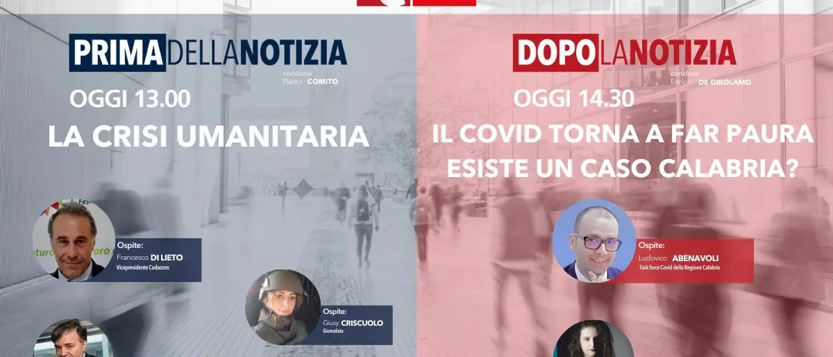 Crisi umanitaria e Covid in Calabria, l’appuntamento con l’informazione live di LaC News24 torna alle 13