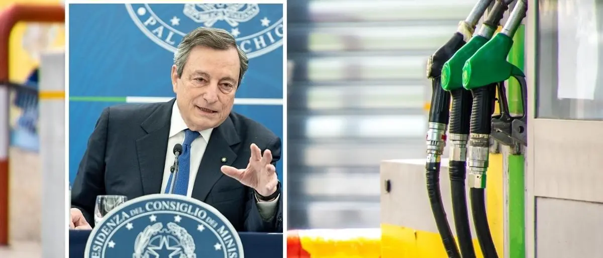 Caro carburanti, Draghi: «Per un mese 25 centesimi al litro in meno»