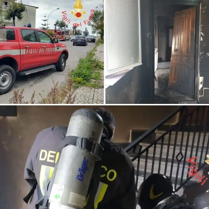 Incendio in una abitazione a Lamezia, salvata una famiglia bloccata sul balcone