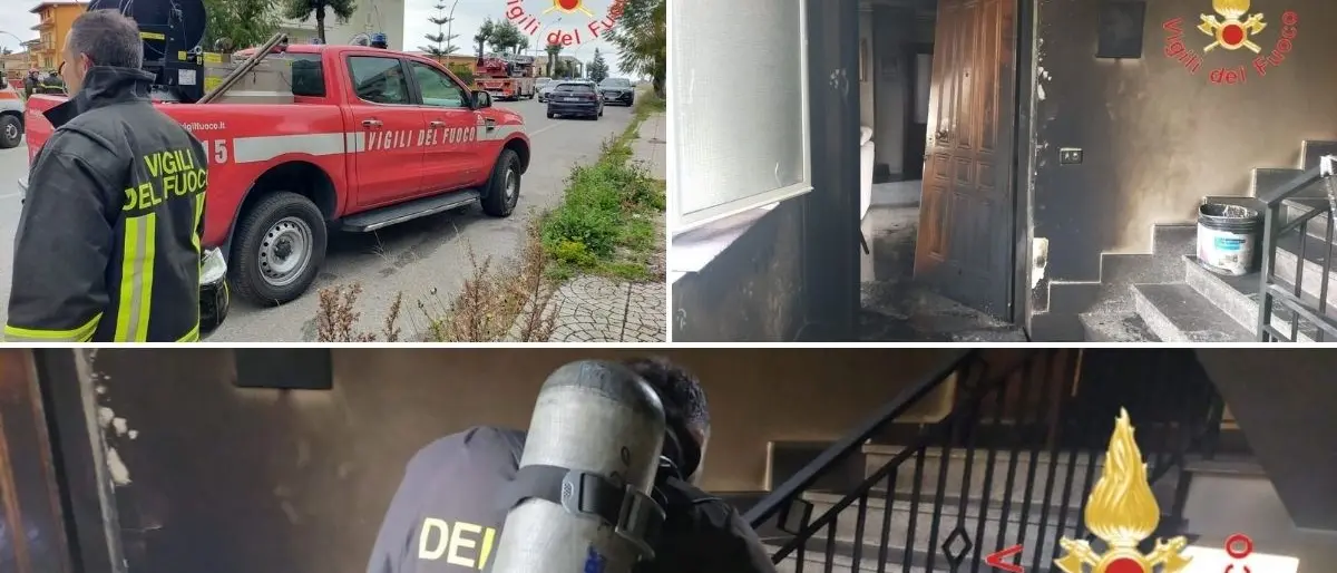 Incendio in una abitazione a Lamezia, salvata una famiglia bloccata sul balcone