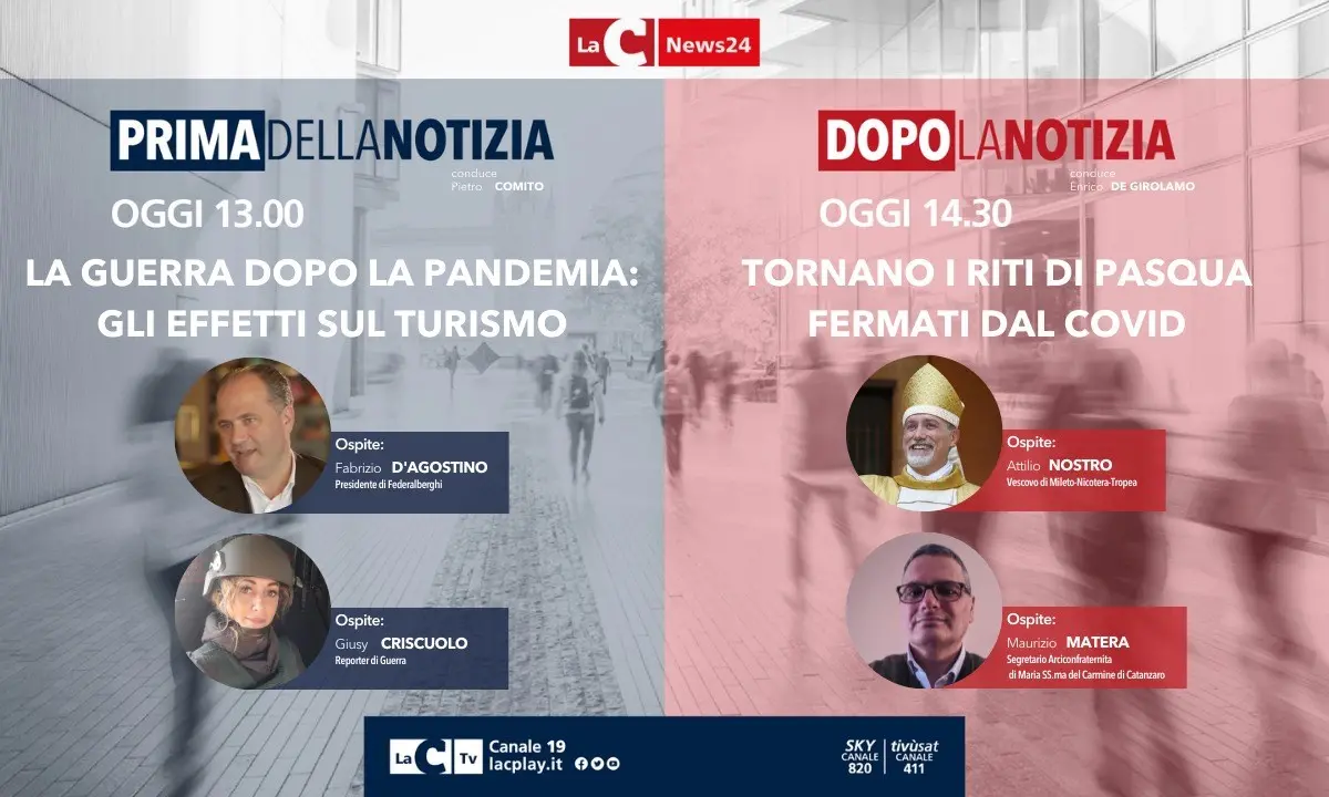 Gli effetti sul turismo dopo la pandemia e il ritorno dei riti pasquali nell’informazione live oggi su LaC