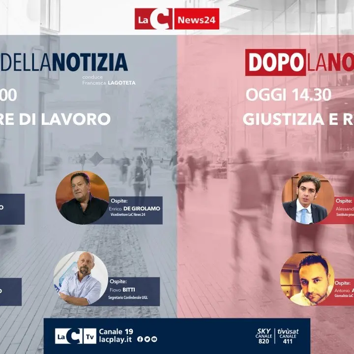 Morti sul lavoro e riforma della giustizia nell’informazione live oggi a partire dalle 13 su LaC