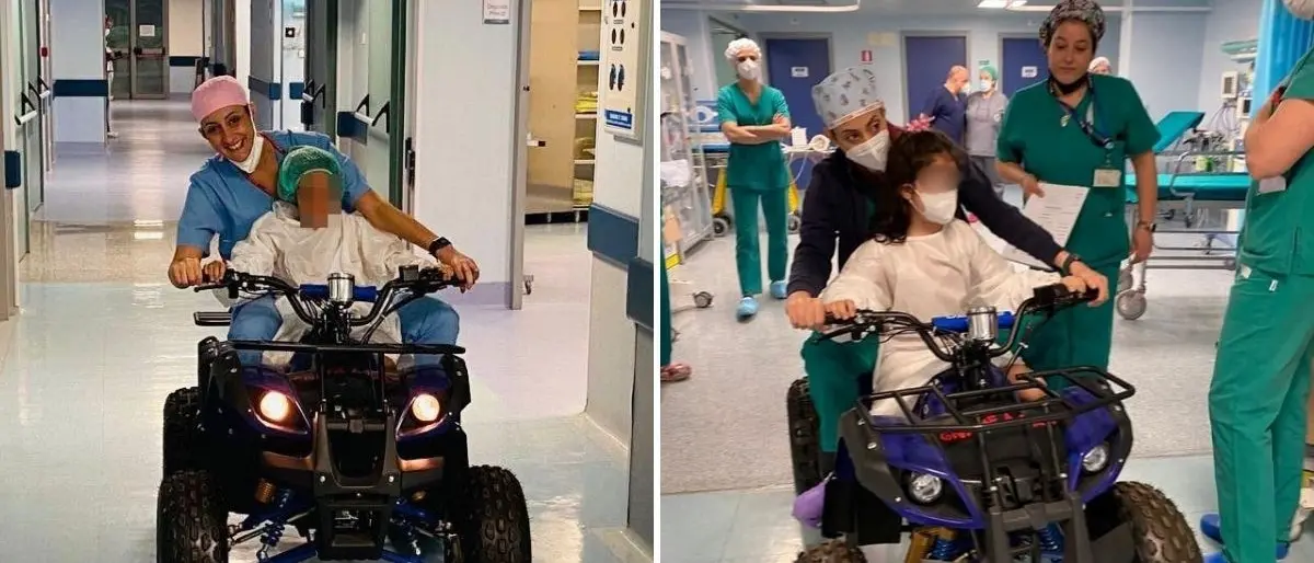 All’ospedale di Reggio i piccoli pazienti vengono trasportati in quad nelle sale operatorie