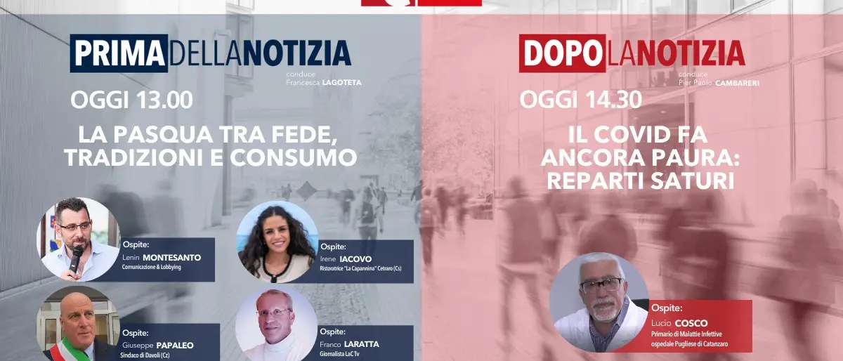 La Pasqua tra fede e consumo a Prima della notizia, alle 14.30 il punto sul Covid in Calabria