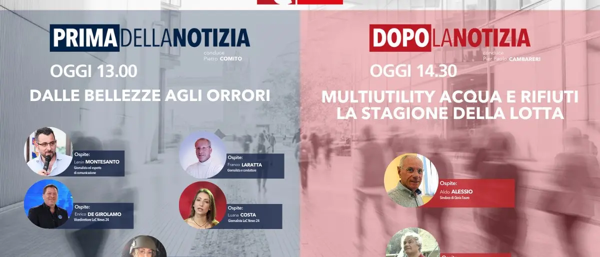 Torna alle 13 l’informazione live di LaC News24, ecco ospiti e temi della giornata