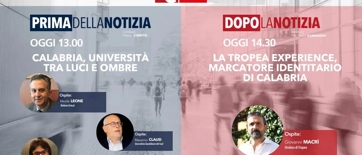 Le università in Calabria tra luci e ombre tra i temi dell’informazione live di LaC News24 in onda oggi alle 13