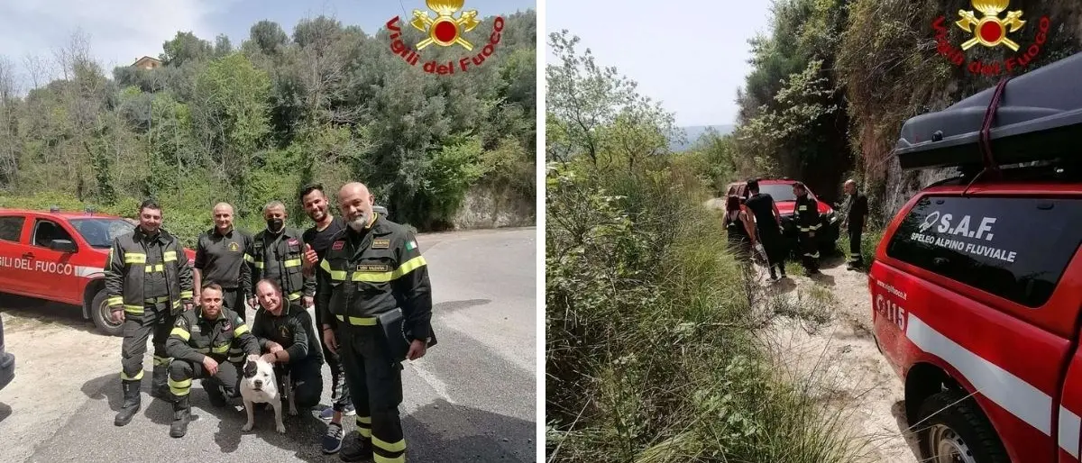 Rombiolo: precipita in un dirupo per recuperare il cane e rimane bloccato, soccorso dai vigili del fuoco