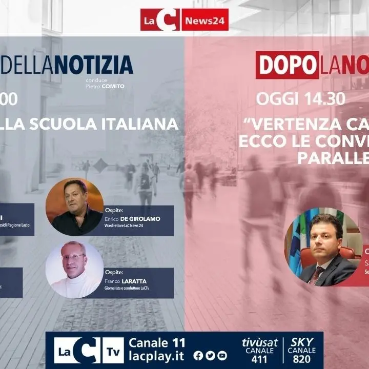 Torna oggi alle 13 l’informazione live di LaC News24: ecco temi e ospiti