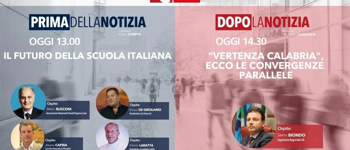 Torna oggi alle 13 l’informazione live di LaC News24: ecco temi e ospiti