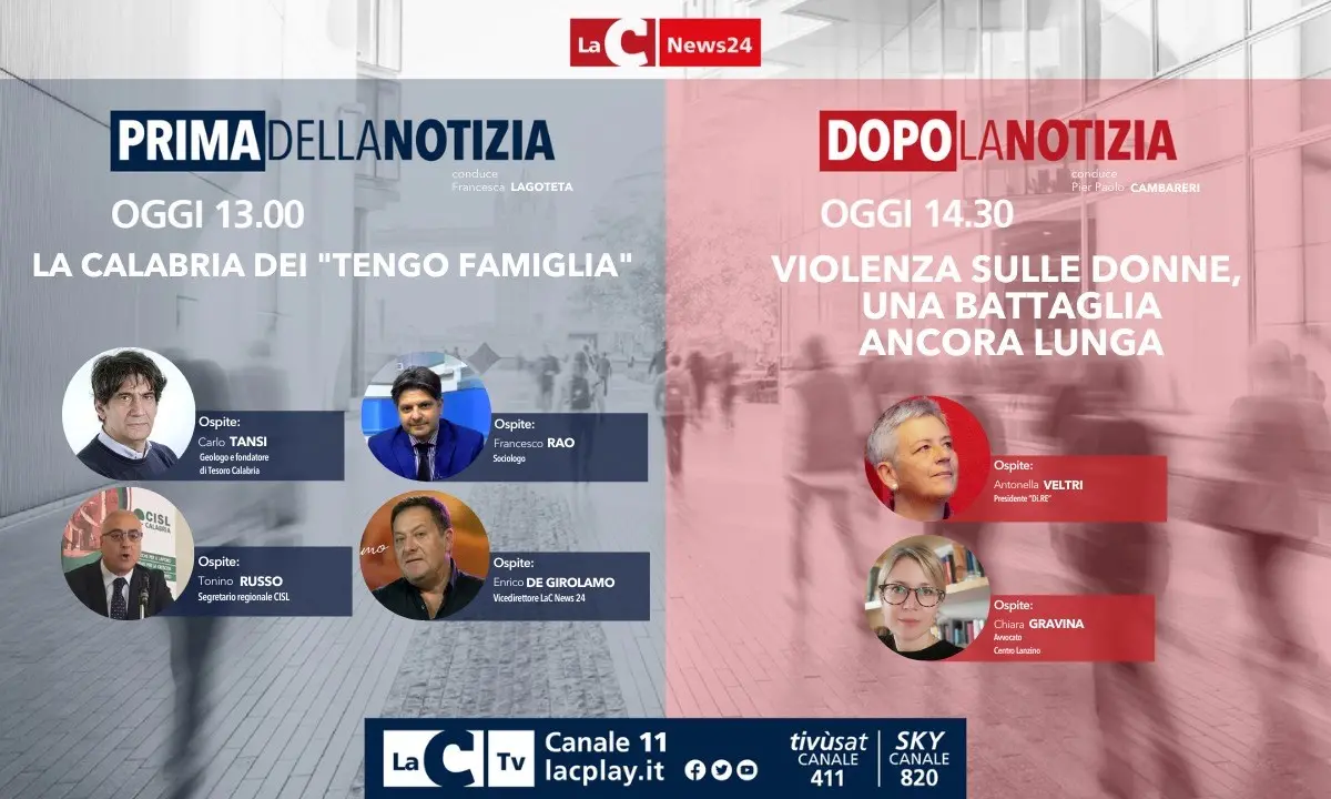 Giovani costretti ad emigrare e violenza sulle donne: torna l’informazione live di LaC News24