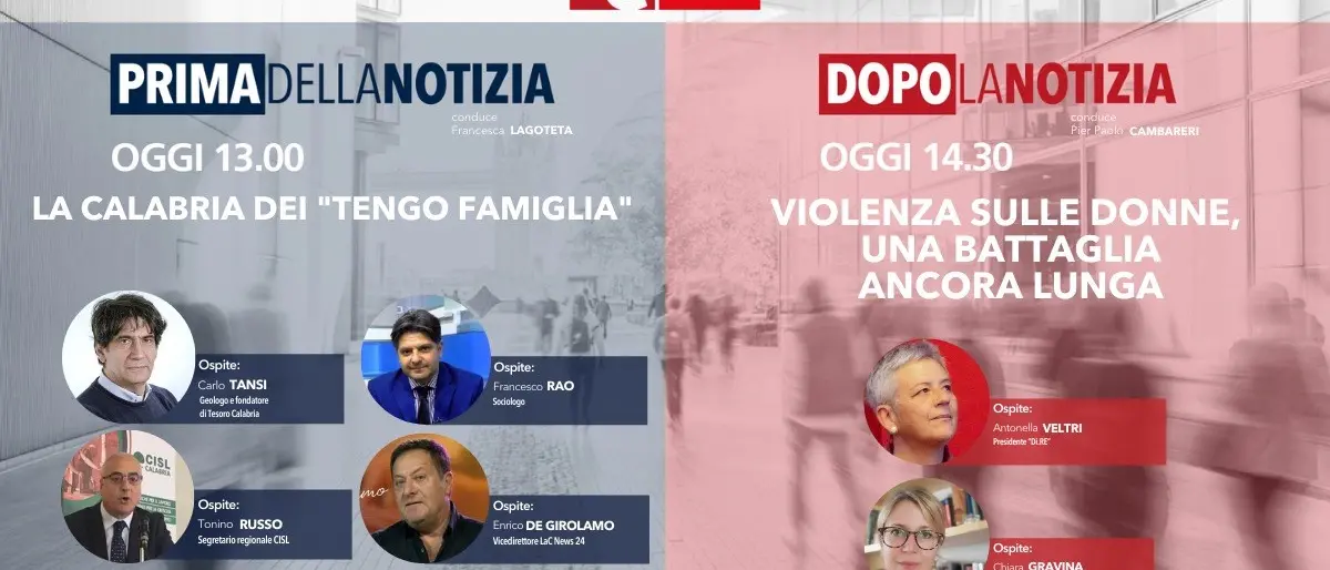 Giovani costretti ad emigrare e violenza sulle donne: torna l’informazione live di LaC News24
