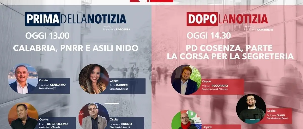 Torna oggi alle 13 l’informazione live di LaC News24: ecco temi e ospiti