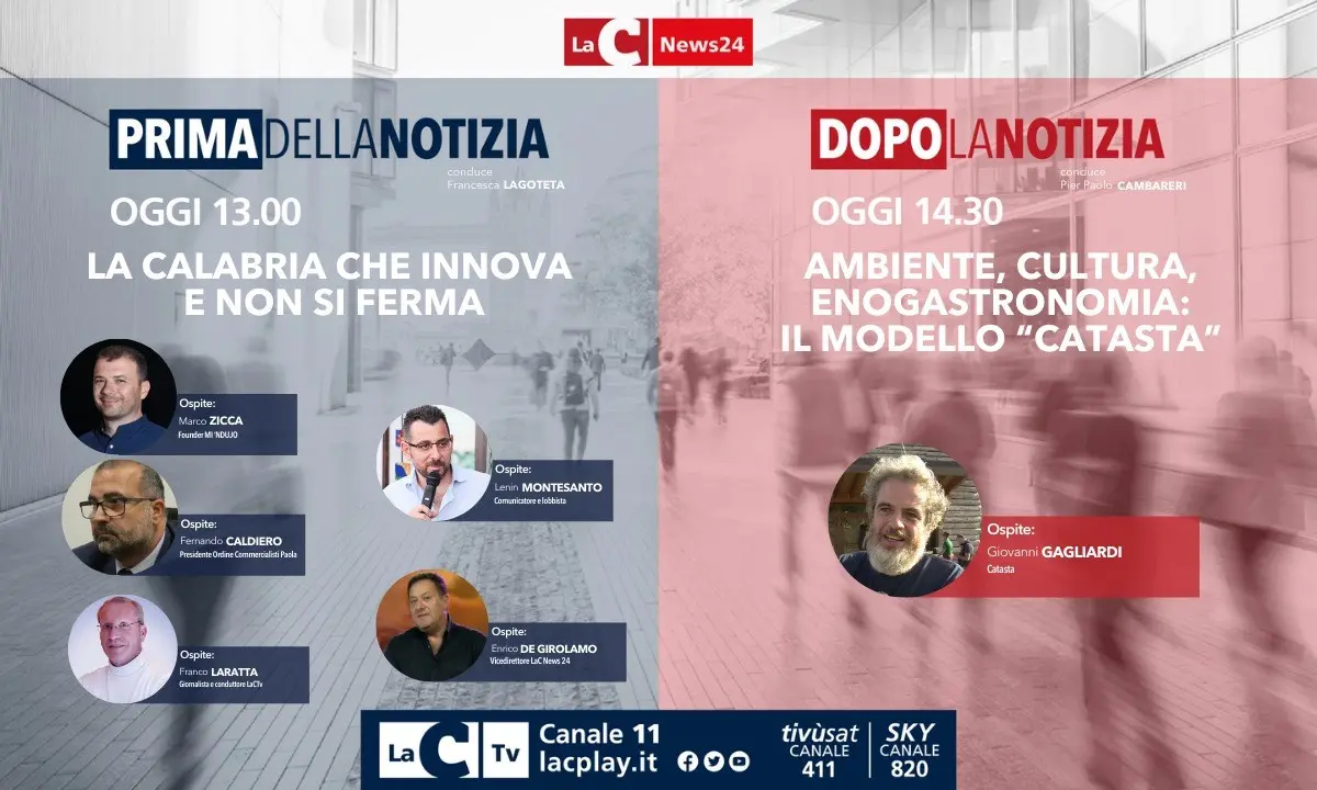 Torna oggi l’informazione live di LaC News24: ecco tema e ospiti