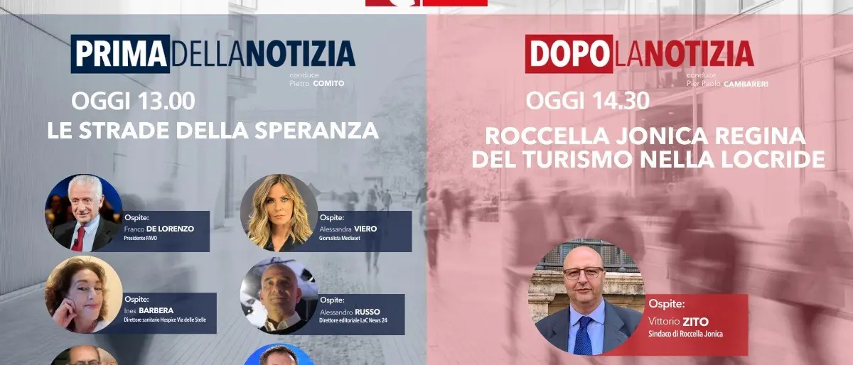 Torna oggi alle 13 l’informazione live di LaC News24: ecco temi e ospiti