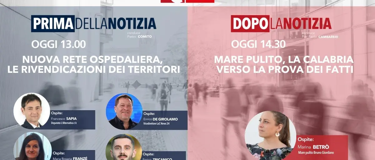 Dalla sanità al mare in Calabria, torna oggi alle 13 l’informazione live di LaC News24 - LA DIRETTA