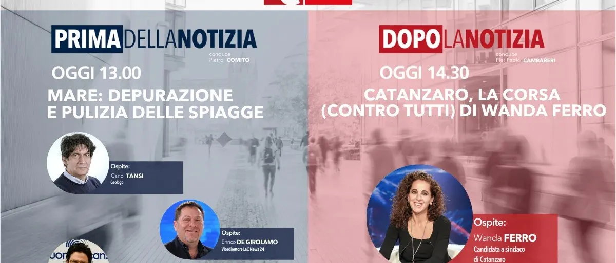 Mare, depurazione e comunali in Calabria: ecco temi e ospiti di Prima e Dopo la notizia