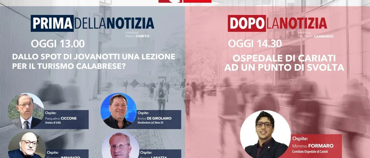La lezione di Jova per il turismo calabrese e la sanità al centro di Prima e Dopo la notizia - LA DIRETTA