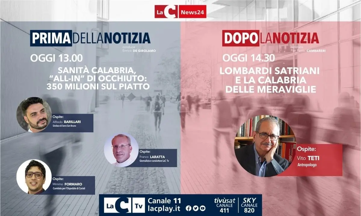 Torna oggi l’informazione live di LaC News24: ecco tema e ospiti - DIRETTA