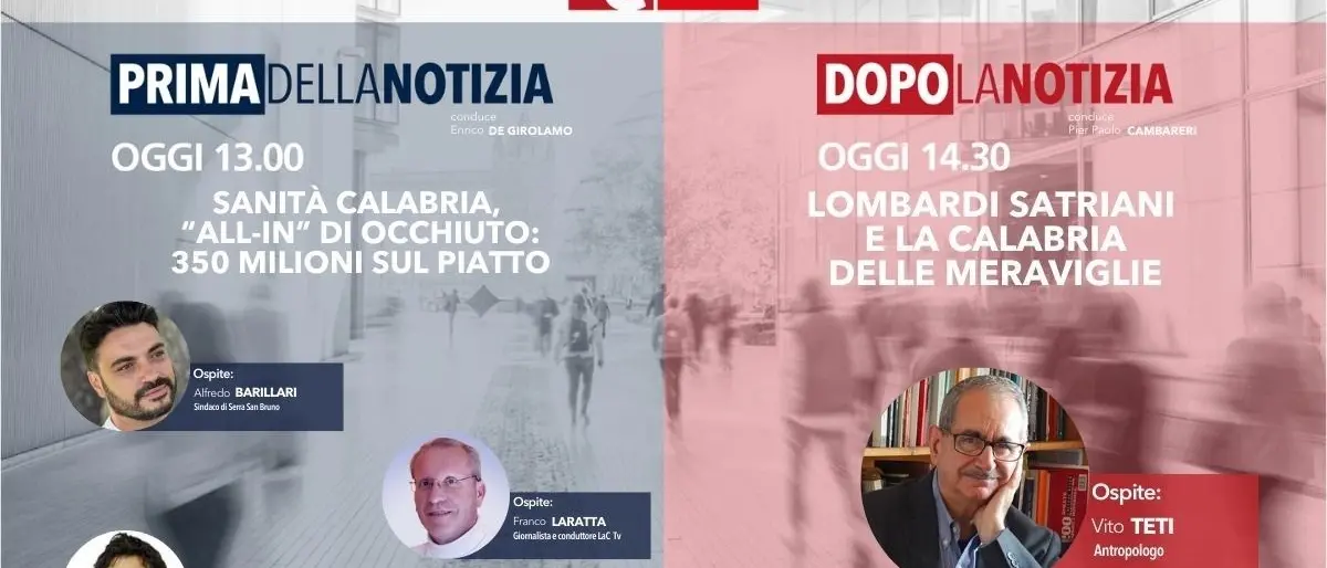 Torna oggi l’informazione live di LaC News24: ecco tema e ospiti - DIRETTA
