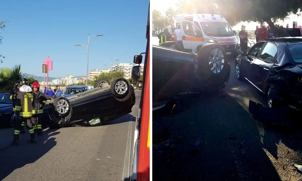 Incidente a Catanzaro Lido, due auto si scontrano sul lungomare: tanta paura ma nessun ferito