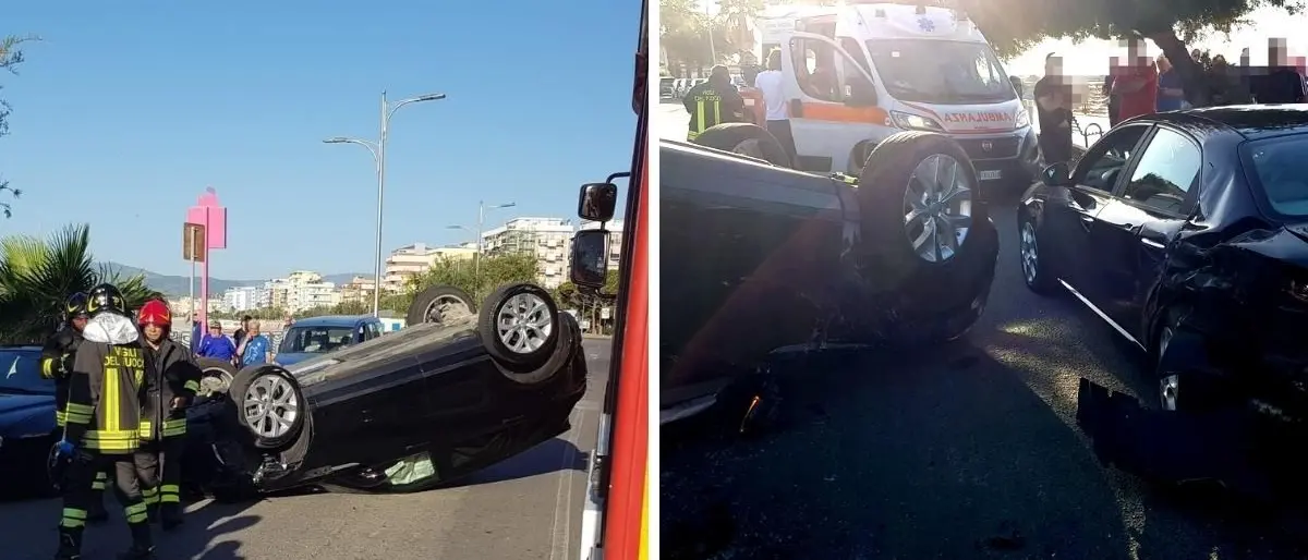 Incidente a Catanzaro Lido, due auto si scontrano sul lungomare: tanta paura ma nessun ferito