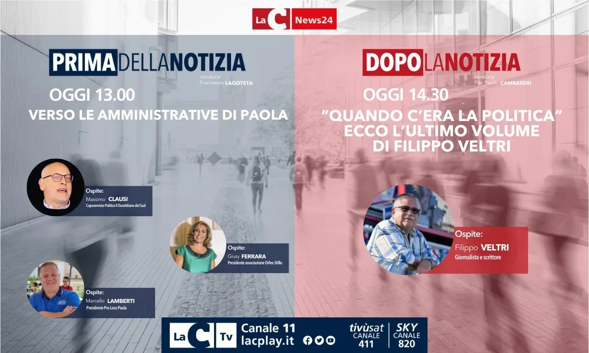 Torna oggi alle 13 l’informazione live di LaC News24: ecco temi e ospiti - LA DIRETTA