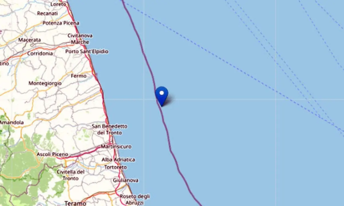 Terremoto di magnitudo 4.1 nel Mare Adriatico: la scossa è stata avvertita sulla costa marchigiana e abruzzese