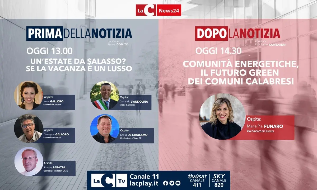 Se la vacanza è un lusso, oggi alle 13 torna l’informazione live di LaC News24 - LA DIRETTA