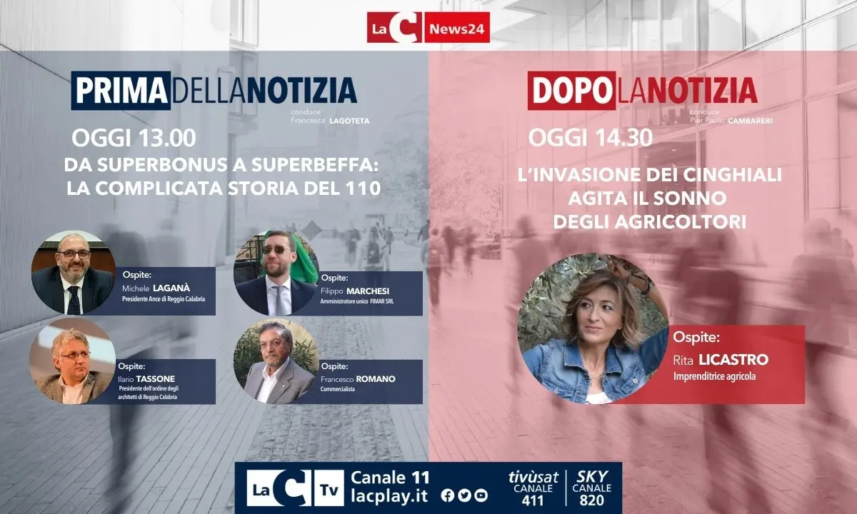 Torna oggi alle 13 l’informazione live di LaC News24: ecco temi e ospiti - LA DIRETTA