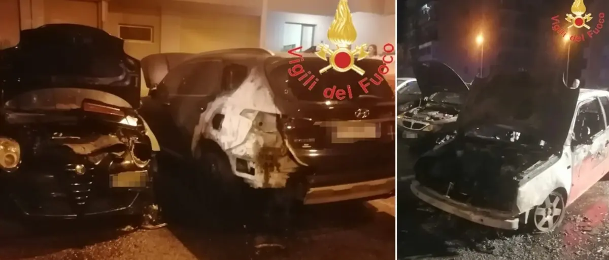 In fiamme quattro auto a Catanzaro, panico tra i residenti: indagini in corso